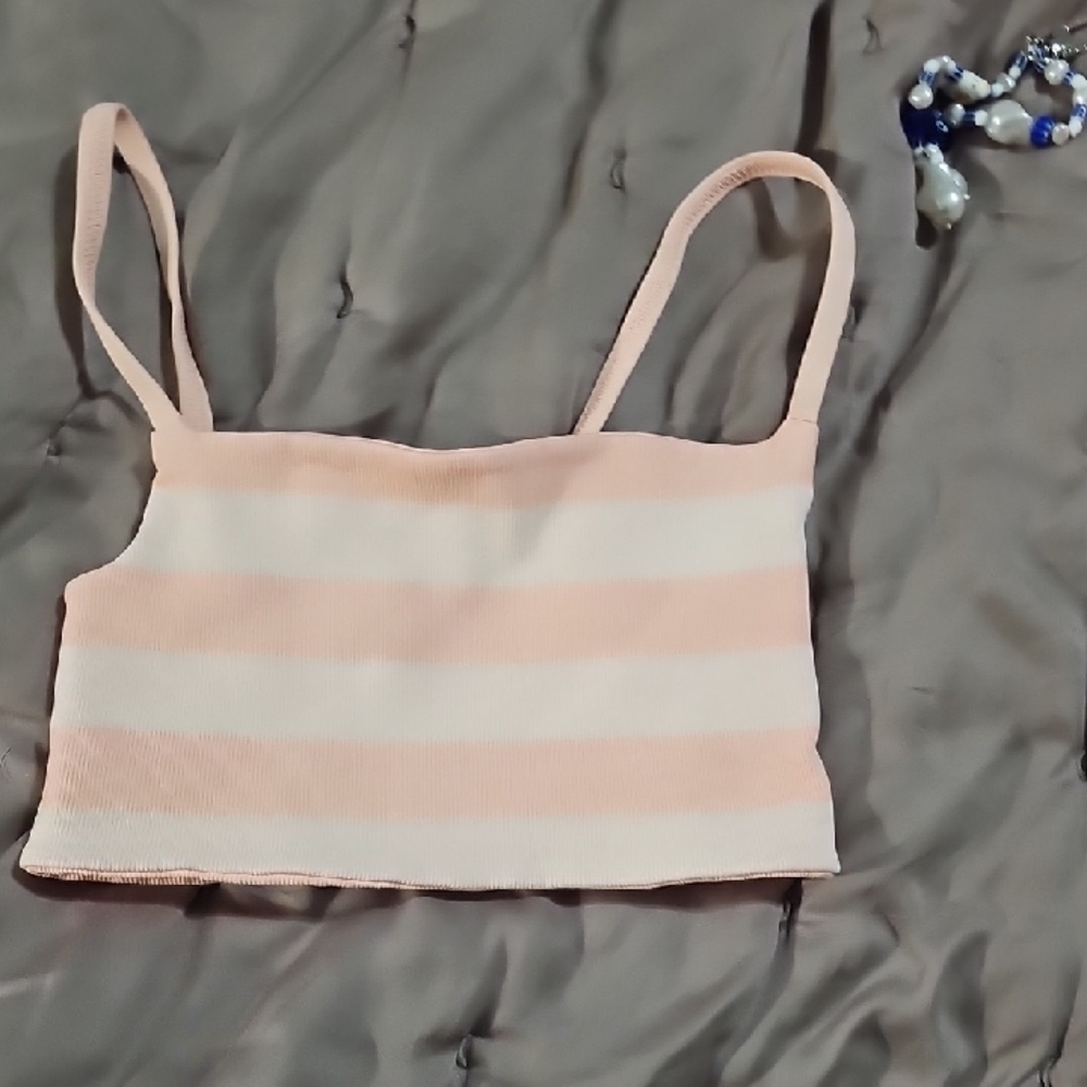 FP Movement by Free People Peach & White Striped Bralette
